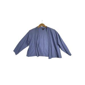 Eileen Fisher Alpaca/Wool Blend Tie Front Cardigan size Medium Blue AS‎ IS